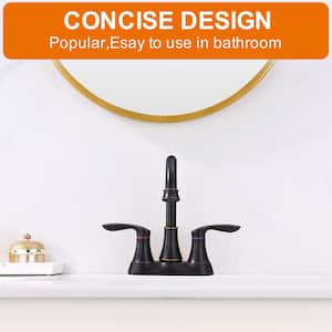 4 in. Centerset Double-Handle High-Arc Bathroom Faucet with Pop-Up Drain and Supply Line Included in Oil Rubbed Bronze