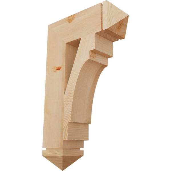 Ekena Millwork 5.5 in. x 32 in. x 20 in. Douglas Fir Merced Arts and Crafts Smooth Bracket