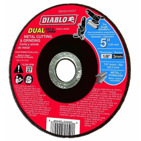 DIABLO 5 in. x 1/8 in. x 7/8 in. Dual Metal Cutting and Grinding Disc with Type 27 Depressed Center