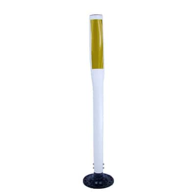 42 in. White Flat Delineator Post and Base with 3 in. x 12 in. High-Intensity Yellow Strip