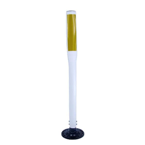 Three D Traffic Works 42 in. White Flat Delineator Post and Base with 3 in. x 12 in. High-Intensity Yellow Strip
