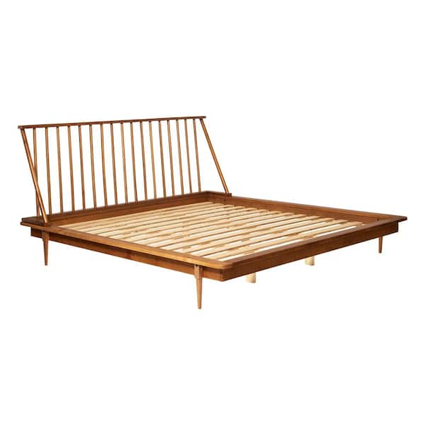 Mid century modern solid deals wood spindle bed