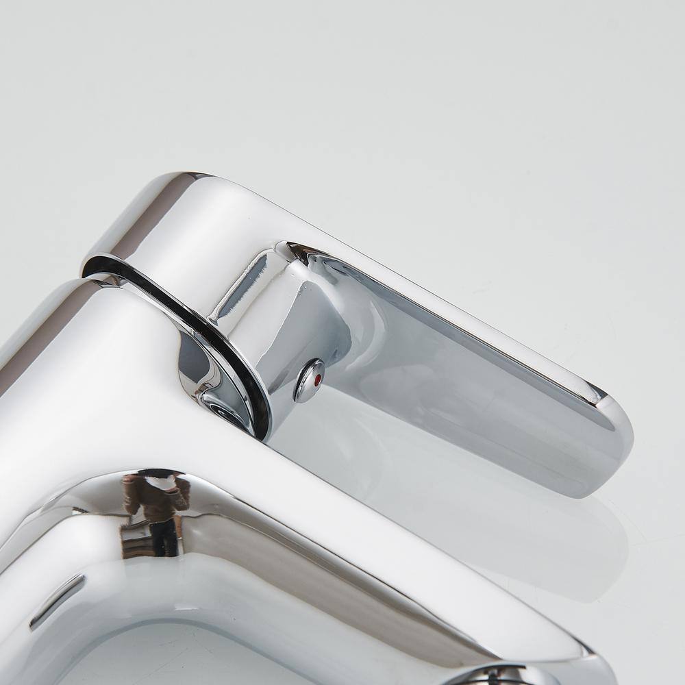 Polished Chrome Single Hole 1-Handle Bathroom Faucet with Deck Plate