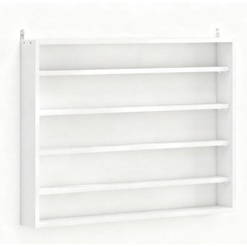 ハンドメイドシェルフ ホワイト White 5-Tier 4 in. W x 24 in. H Wall-Mounted Glass Display Cabinet
