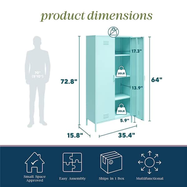 Novogratz Cache Tall 2-Door Metal Locker Cabinet in Mint Novogratz Cache Tall 2-Door Metal Locker Cabinet in Mint