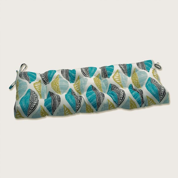 Pillow Perfect Floral Rectangular Outdoor Bench Cushion in Blue