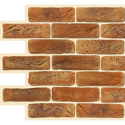 Falkirk Crest 3D 1/8 in. x 38 in. x 19 in. Dark Orange Bricks PVC Wall Panel