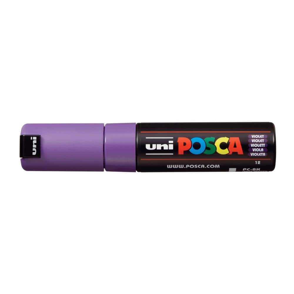 Purple Uni Posca PC8K.12 Water-Based Paint Marker Broad Chisel Tip 