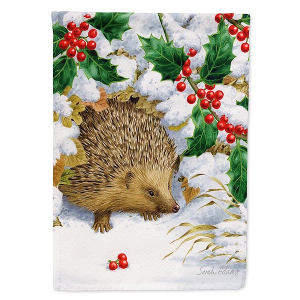 Caroline's Treasures 11 in. x 15-1/2 in. Polyester Hedgehog and Holly 2-Sided 2-Ply Garden Flag