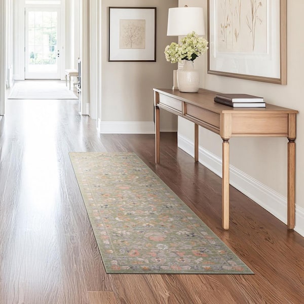 2 ft. x 8 ft. Sage Crestwood Oriental Indoor Area Rug