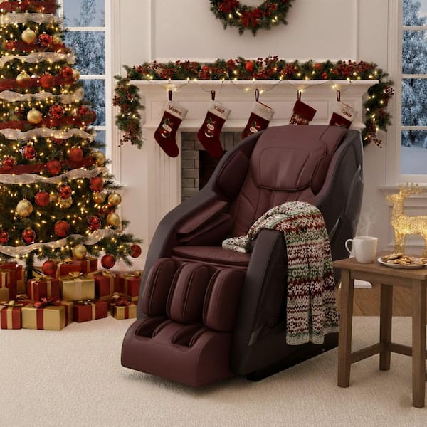 Pro 8500 MAX Brown Faux Leather Reclining 4D Massage Chair with Zero Gravity, Heated Lumbar, Extended Dual Rail Tracks