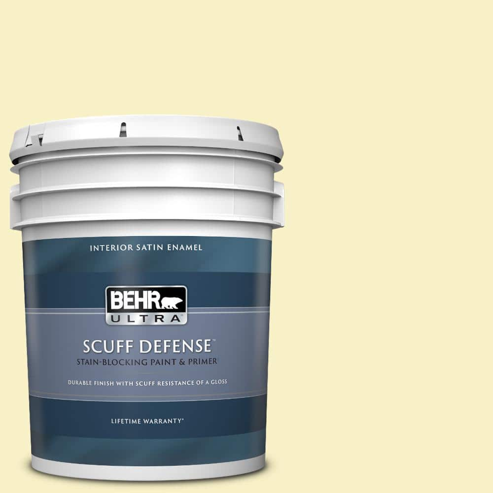 BEHR ULTRA 5 gal. #400A-1 Candlelight Yellow Extra Durable Satin Enamel ...