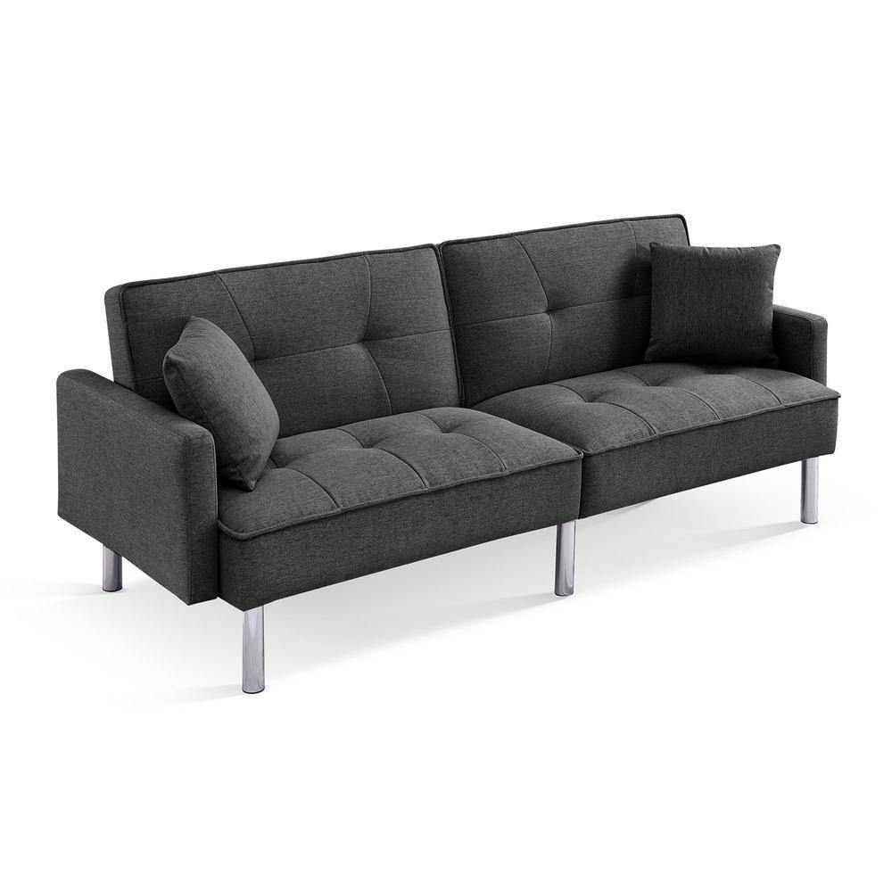 OS Home And Office Furniture Modern Series 85 In. Dark Grey Velvet ...