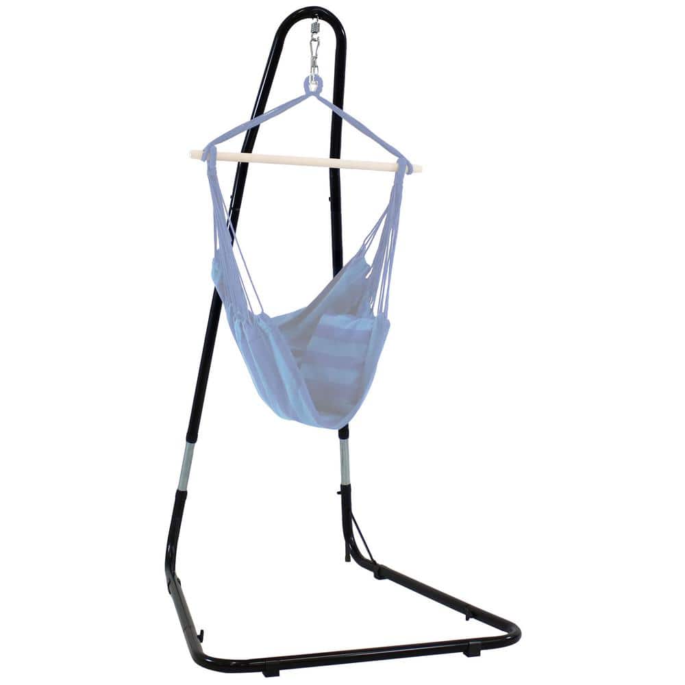 Adjustable Black Powder-Coated Steel Hammock Chair Stand