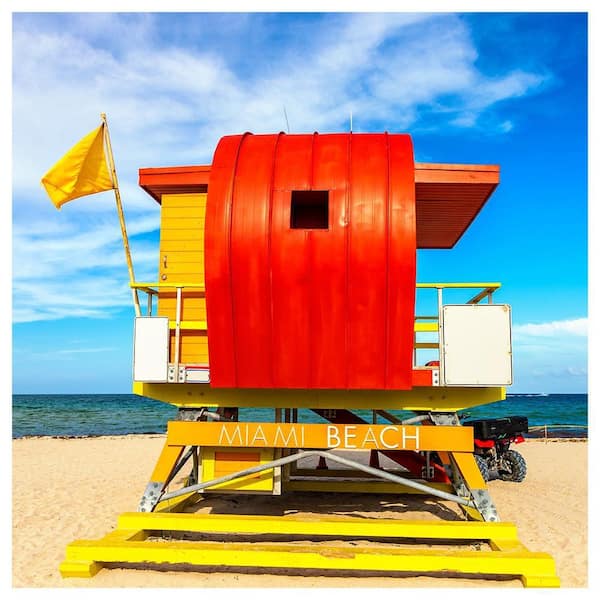 VENICE BEACH Collections Miami Beach Lifeguard Tower by Unknown 1 Piece Unframed Canvas Drawing Print 14 in. x 14 in.
