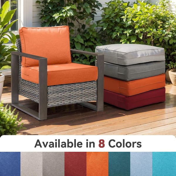 Modern 24 in. x 24 in. x 6 in. 2-Piece Deep Seating Outdoor Lounge Chair Thick Cushion Set in Orange (1-Set)