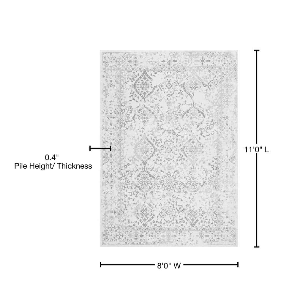 Ivory Rectangular Easy Care Synthetic Area Rug, 52" x 24"