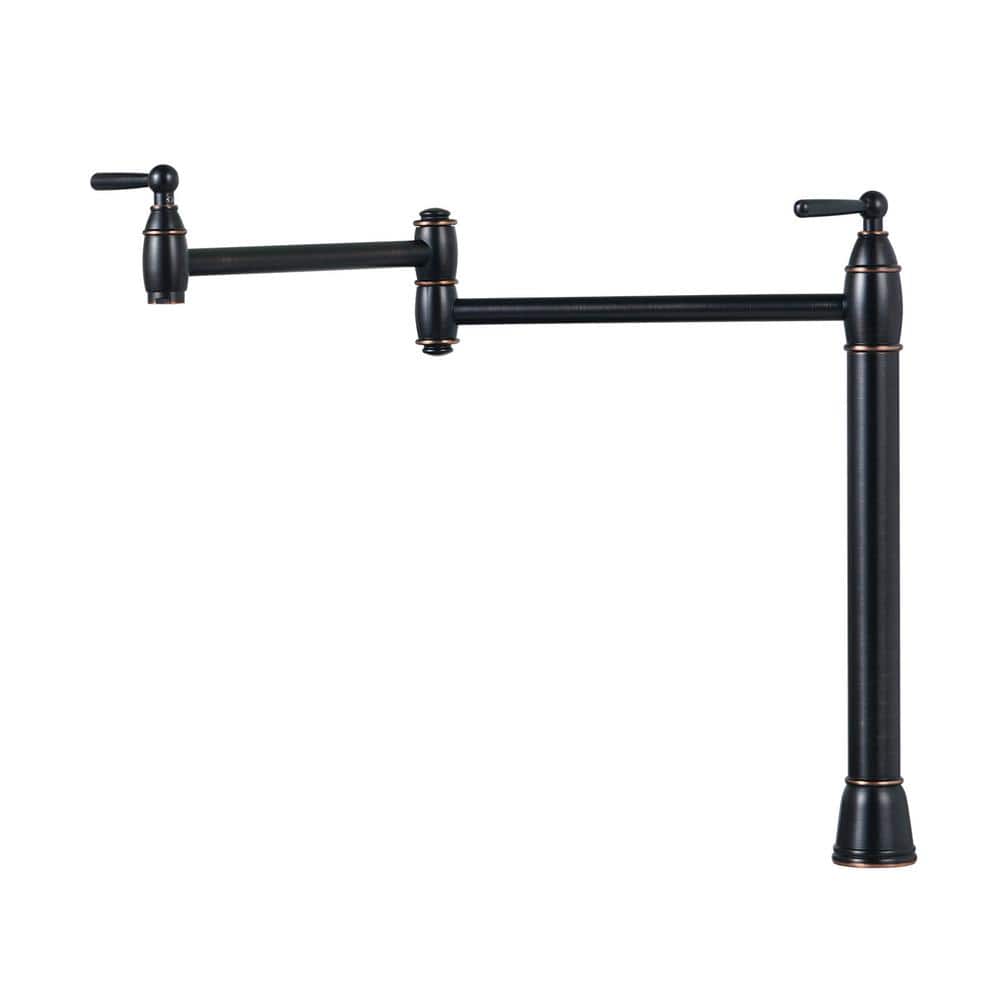 Brass Deck Mount Pot Filler Faucet with 2-Handles and Supply Line Folding Island Faucet in Oil Rubbed Bronze price history on PriceWatchPro