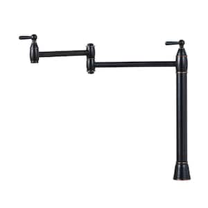 Contemporary Deck Mount Pot Filler Faucet with 2-Handle in Oil Rubbed Bronze