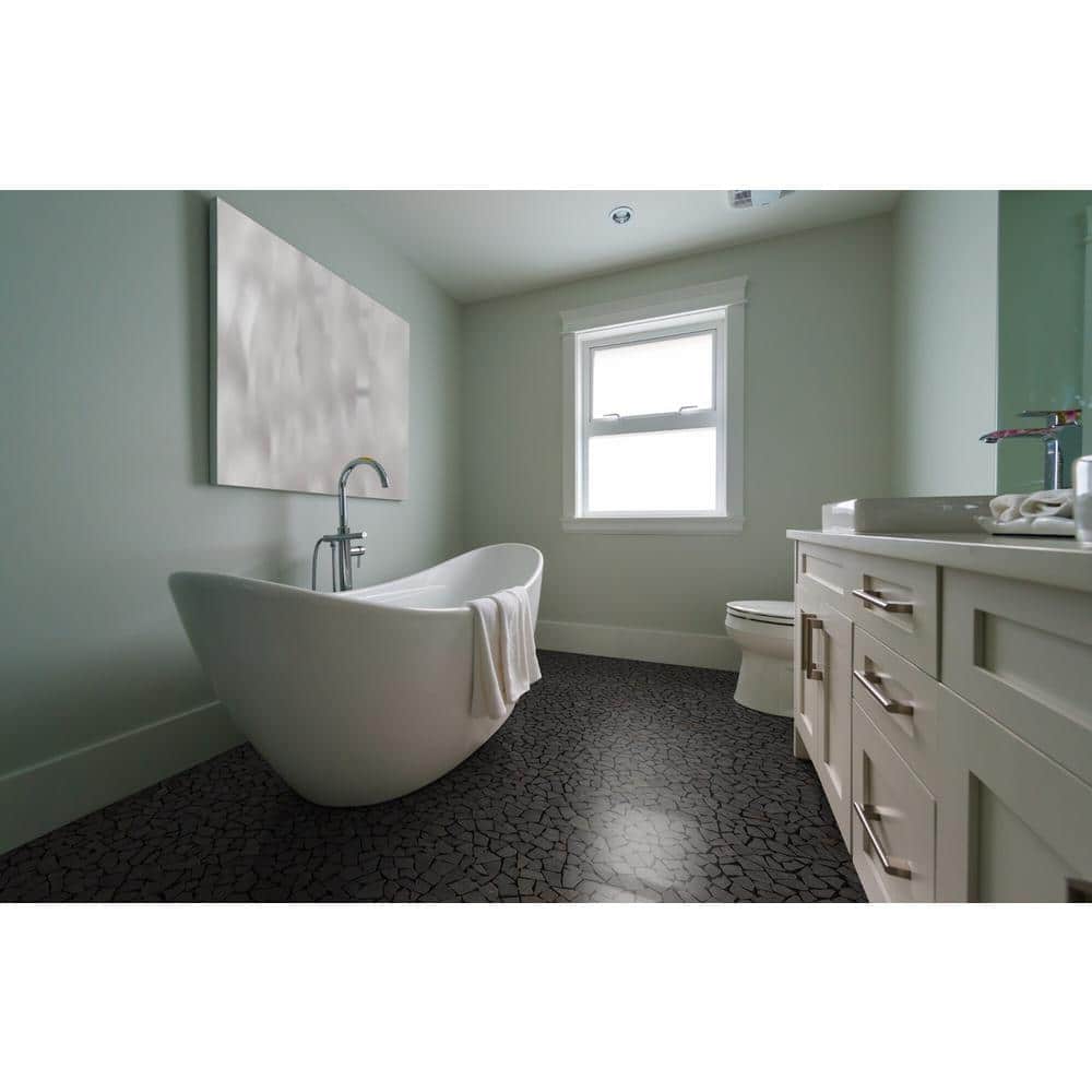 11" x 11" Black Tumbled Marble Mosaic Tile