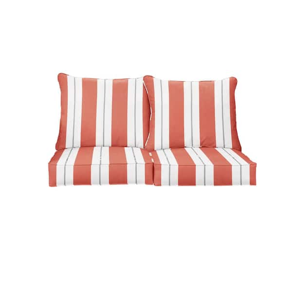 SORRA HOME 22.5 in. x 22.5 in. Sunbrella Relate Persimmon Deep Seating Indoor/Outdoor Loveseat Cushion