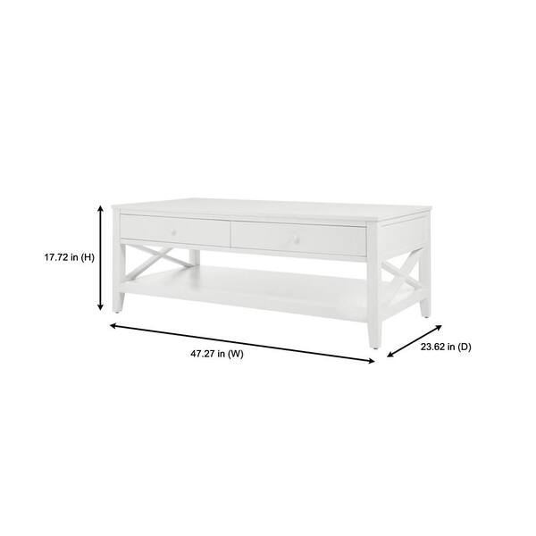 StyleWell Oakley 48 in. White Large Rectangle Wood Coffee Table with  2-Drawers CF1810253-WHT - The Home Depot