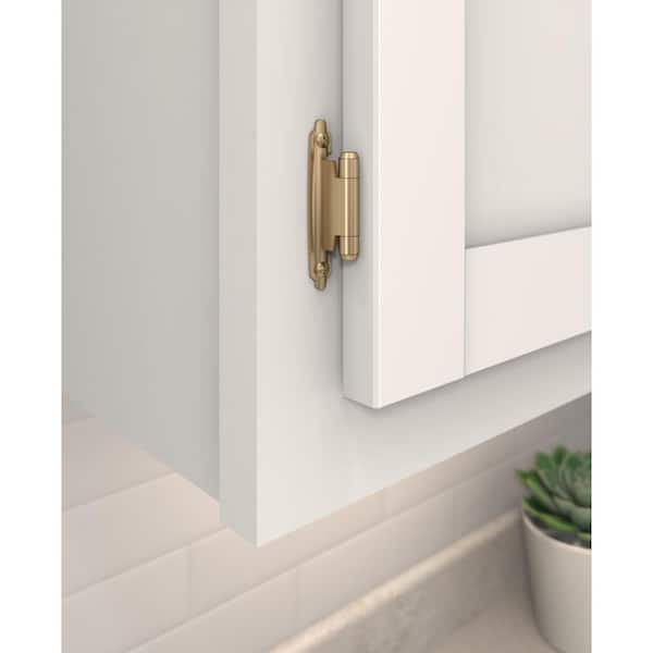 Champagne Bronze Variable Overlay Self Closing, Face Mount Cabinet Hinge (2-Pack)