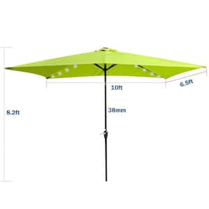 10 ft. x 6.5 ft. Aluminum Patio Solar LED Lighted Outdoor Market Umbrella with Crank and Push Button Tilt in Green