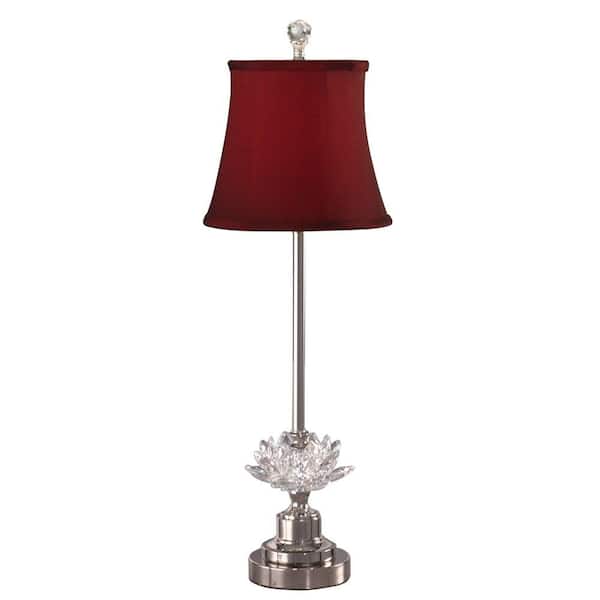 Dale Tiffany 28 in. Susannah Polished Nickel Buffet Lamp with Crystal Shade