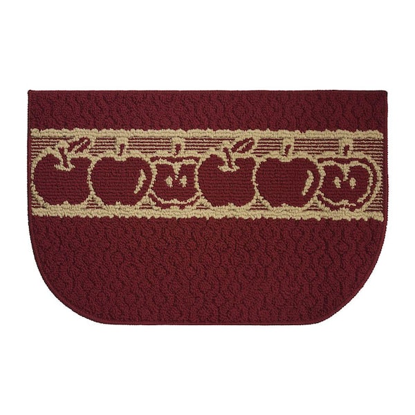 Creative Home Ideas Sunnyside Apples Textured Loop Red/Linen 18 in. x 30 in. Kitchen Rug