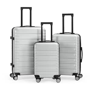 3-Piece Luggage Set, ABS Suitcase with Spinner Wheels, Hard Shell Luggage Sets with TSA Lock Silver (20/24/28)