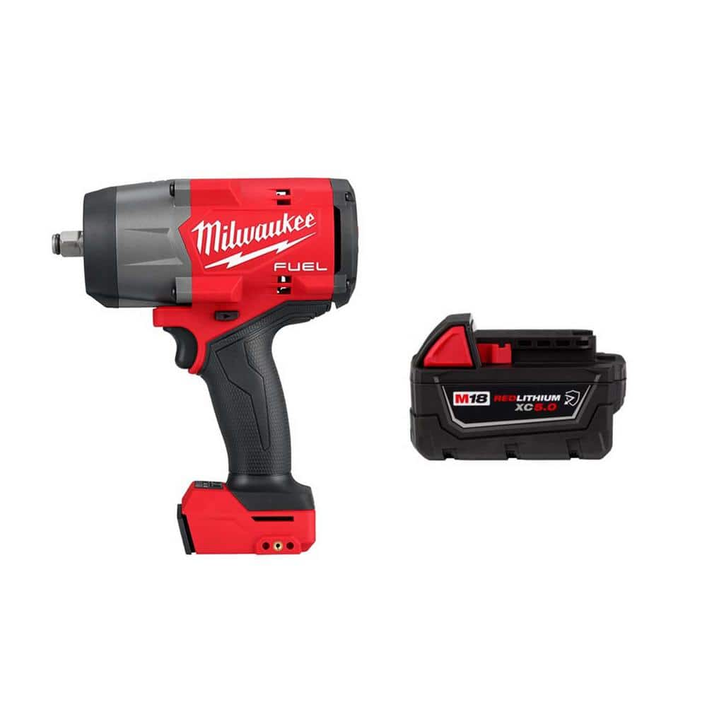 M18 FUEL 18V Lithium-Ion Brushless Cordless 1/2 in. Impact Wrench with Friction Ring w/XC Resistant 5.0 Ah Battery -  Milwaukee, 2967-20-1850R