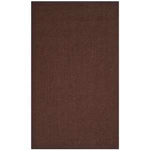 Natural Fiber Chocolate/Dark Brown Doormat 3 ft. x 5 ft. Border Area Rug