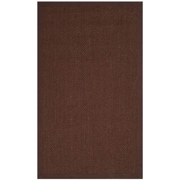 Natural Fiber Chocolate/Dark Brown Doormat 3 ft. x 5 ft. Border Area Rug