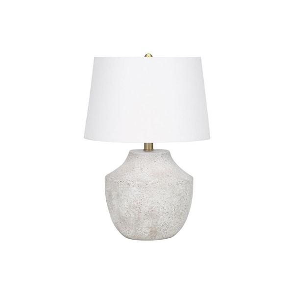 Modern 20 in. H Table Lamp with White Shade, Cream Concrete