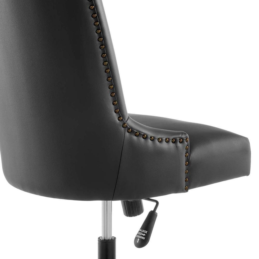 Empower Channel Tufted Black Vegan Leather Swivel Office Chair