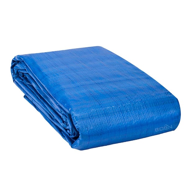 Boen Heavy Duty Blue Poly Cover Ft W X 40 Ft L Tarp Waterproof Tarpaulin Bt 40 The Home Depot