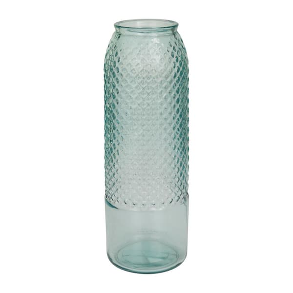 Litton Lane 17 in. Blue Spanish Recycled Glass Decorative Vase