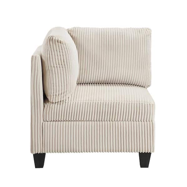 Lazzara Kieran Beige Corduroy Fabric Upholstery Corner Seat Armless Chair with Storage