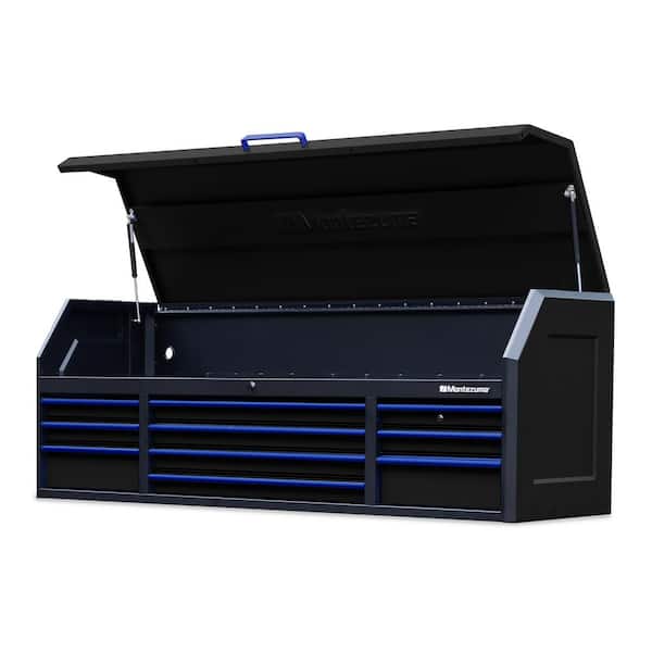 Montezuma 72 in. x 20 in. 10-Drawer Top Tool Chest with Power and USB Outlets in Black and Blue