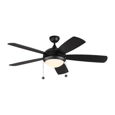 Discus Classic 52 in. Integrated LED Indoor Matte Black Ceiling Fan with 3000K Light Kit