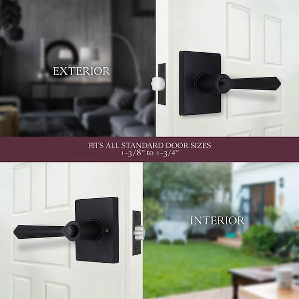 Wilshire Matte Black Keyed Entry Door Lever with Rectangle Rose Featuring Dual Keyway