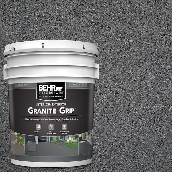 BEHR PREMIUM 5 gal. #GG-17 Mineral Gray Decorative Flat Interior/Exterior Concrete Floor Coating