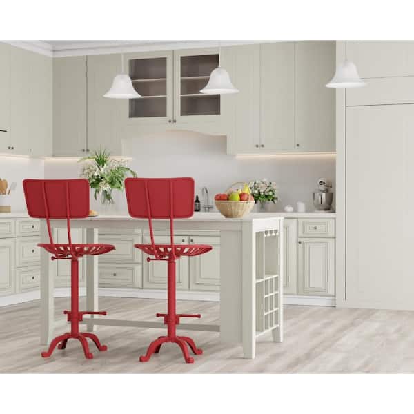 August 23 in. Red Low Back Metal Bar Stool