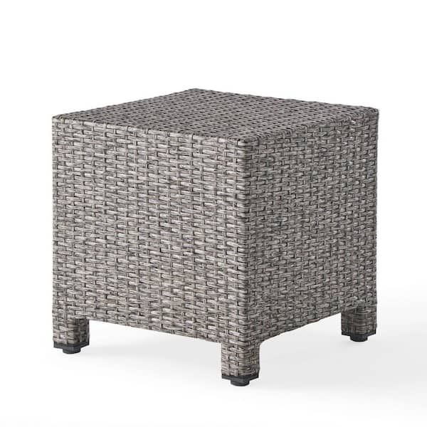 Anky Black Square Wicker 18 in. H Accent Outdoor Coffee Table