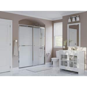 Paragon 40 in. to 41.5 in. x 70 in. Framed Sliding Shower Door with Towel Bar in Chrome and Obscure Glass