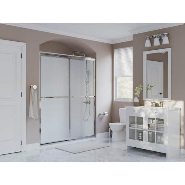 Coastal Shower Doors Paragon 40 in. to 41.5 in. x 70 in. Framed Sliding Shower Door with Towel Bar in Chrome and Obscure Glass