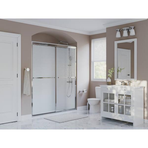 Coastal Shower Doors Paragon 44 in. to 45.5 in. x 66 in. Framed Sliding Shower Door with Towel Bar in Chrome and Obscure Glass
