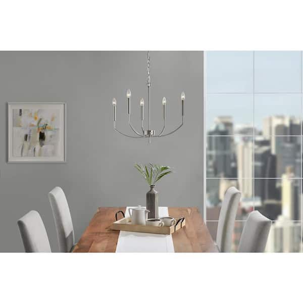 5 Light Modern Brushed Nickel Finish Chandelier