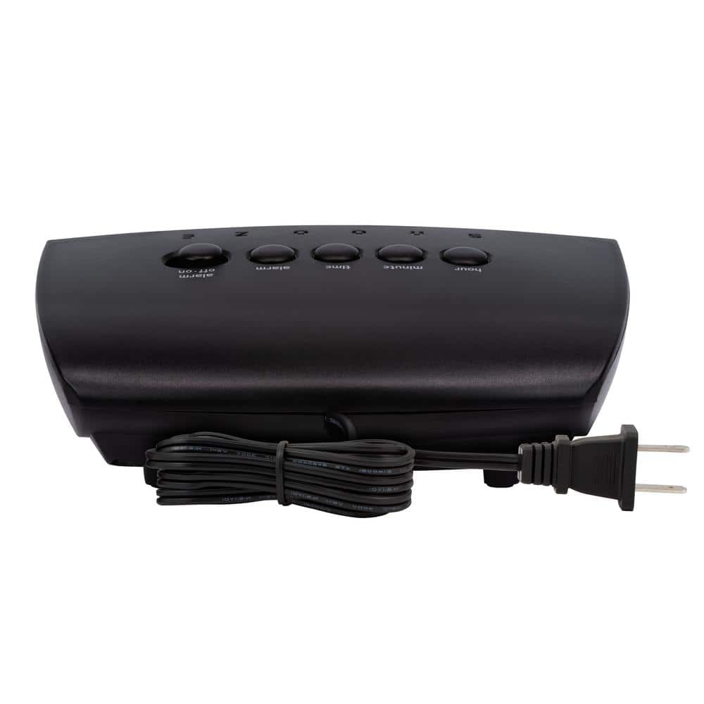 Equity Black Plastic Digital Alarm Clock with Green LED Display